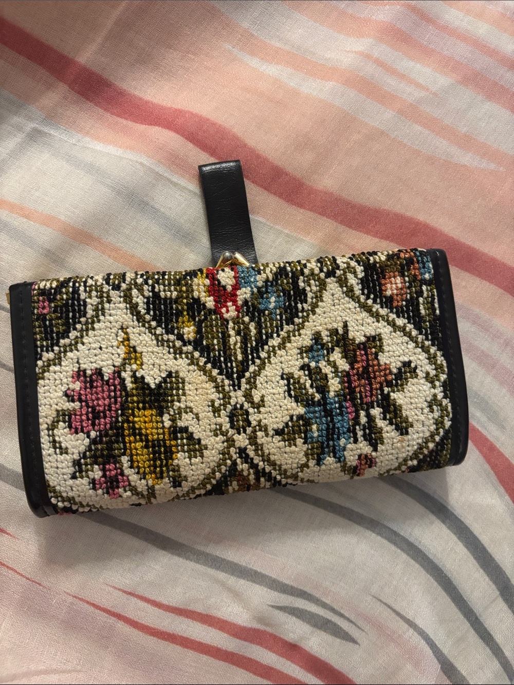 Floral Beaded Wallet Clutch - vintage tapestry